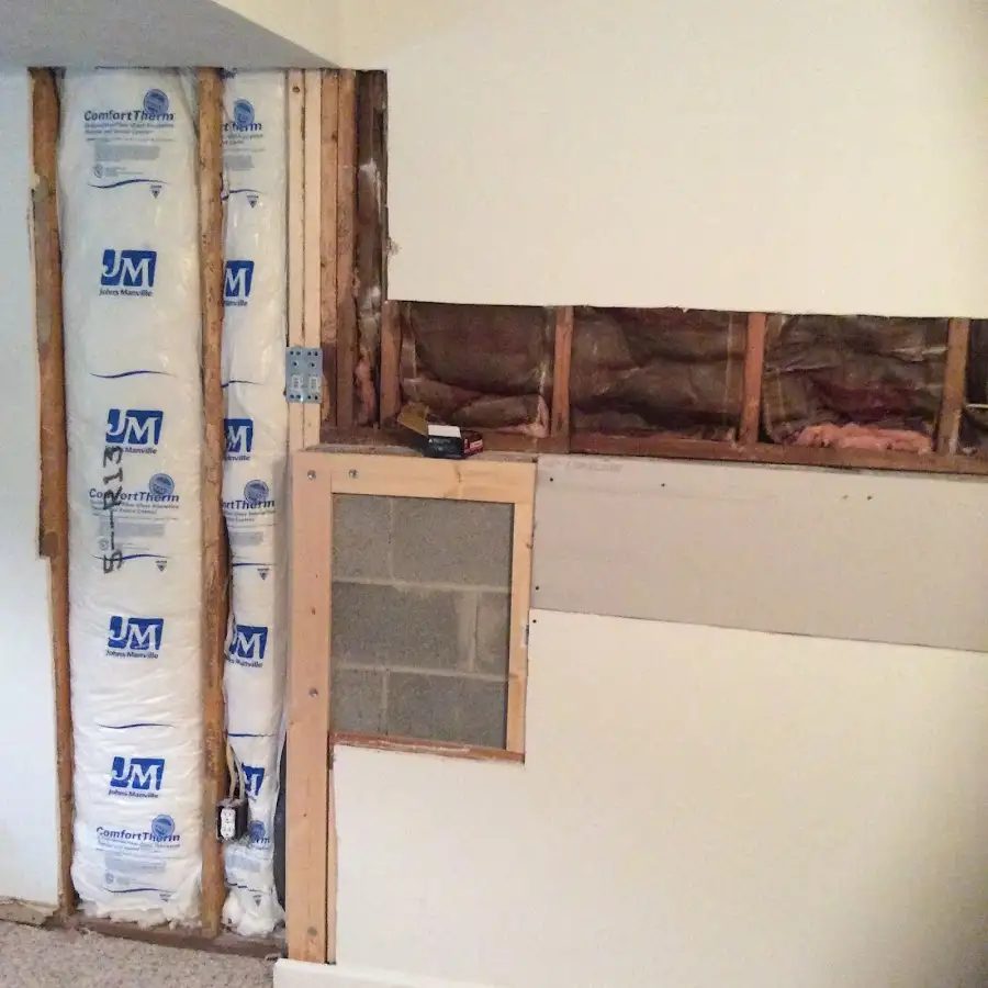 Wall insulation replacement during Basement Flood Cleanup in Waynesville